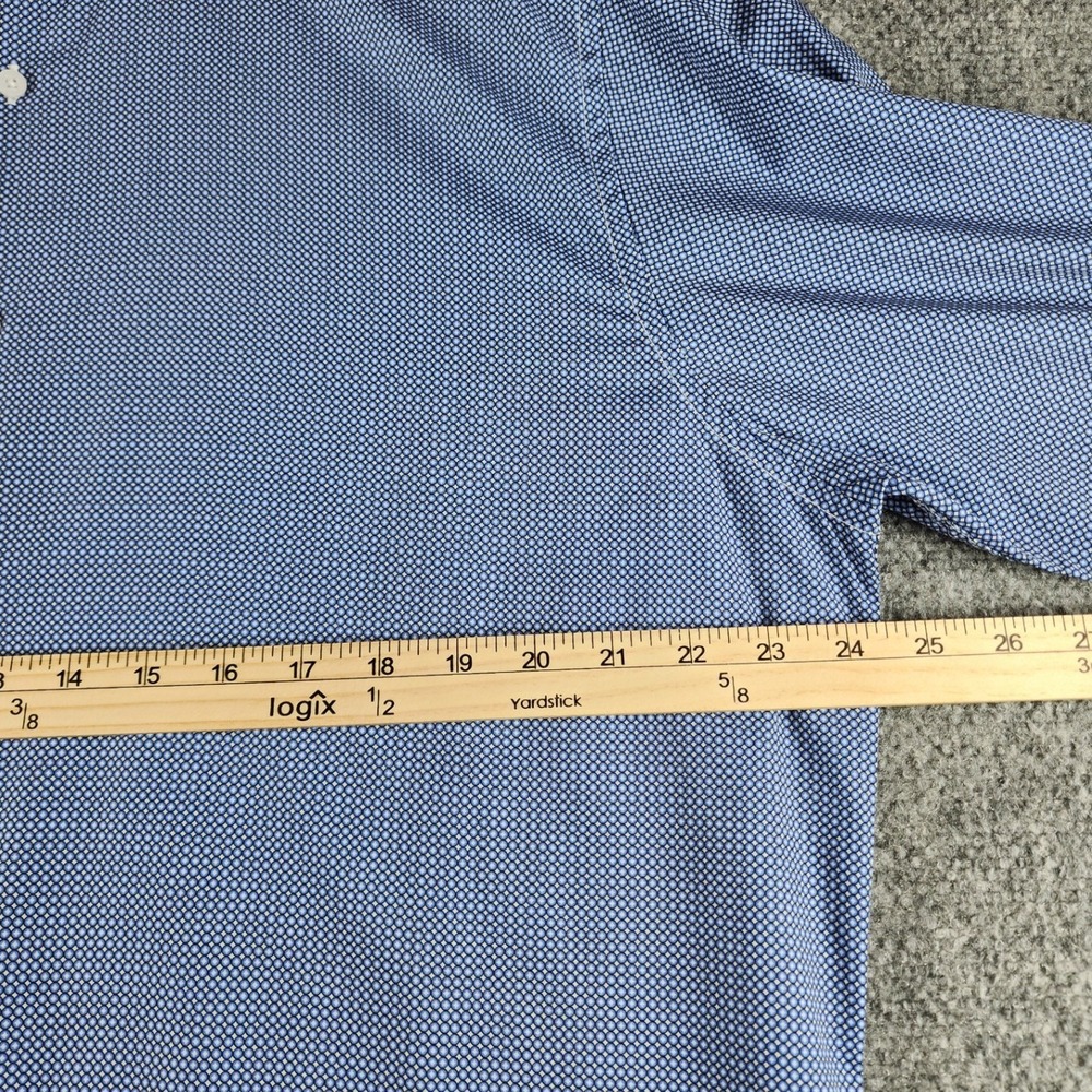 Jones New York Signature Slim Fit Dress Shirt Mens XL 17-17.5 Blue Micro Print - Picture 6 of 7